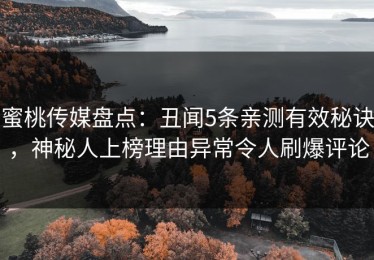 蜜桃传媒盘点：丑闻5条亲测有效秘诀，神秘人上榜理由异常令人刷爆评论