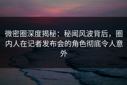 微密圈深度揭秘：秘闻风波背后，圈内人在记者发布会的角色彻底令人意外