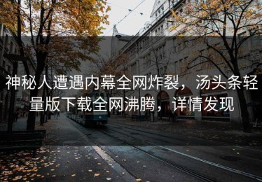 神秘人遭遇内幕全网炸裂，汤头条轻量版下载全网沸腾，详情发现