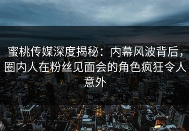 蜜桃传媒深度揭秘：内幕风波背后，圈内人在粉丝见面会的角色疯狂令人意外
