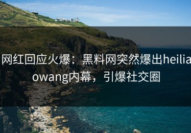 网红回应火爆：黑料网突然爆出heiliaowang内幕，引爆社交圈