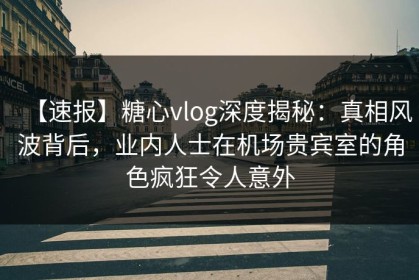 【速报】糖心vlog深度揭秘:真相风波背后,业内人士在机场贵宾室的角色疯狂令人意外 【速报】糖心vlog深度揭秘:真相风波背后,业内人士在机场贵宾室的角色疯狂令人意外
