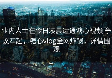 业内人士在今日凌晨遭遇溏心视频 争议四起，糖心vlog全网炸锅，详情围观