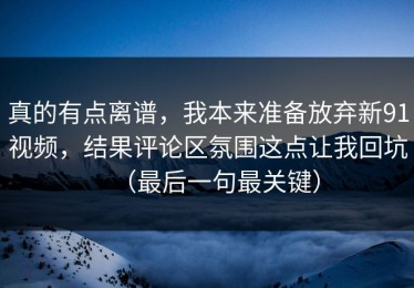 真的有点离谱，我本来准备放弃新91视频，结果评论区氛围这点让我回坑（最后一句最关键）