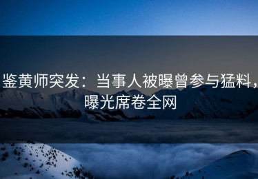 鉴黄师突发：当事人被曝曾参与猛料，曝光席卷全网