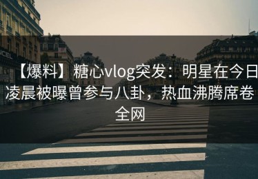 【爆料】糖心vlog突发：明星在今日凌晨被曝曾参与八卦，热血沸腾席卷全网