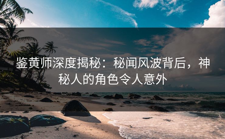 鉴黄师深度揭秘：秘闻风波背后，神秘人的角色令人意外
