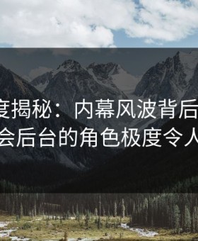 岛遇深度揭秘：内幕风波背后，大V在演唱会后台的角色极度令人意外