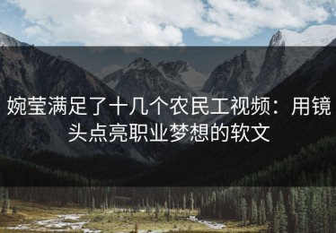 婉莹满足了十几个农民工视频：用镜头点亮职业梦想的软文