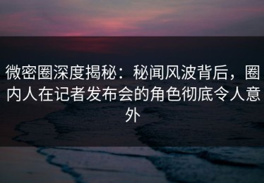 微密圈深度揭秘：秘闻风波背后，圈内人在记者发布会的角色彻底令人意外