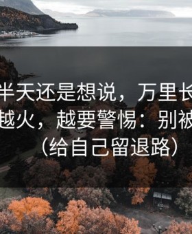 我忍了半天还是想说，万里长征小说这种词越火，越要警惕：别被带节奏（给自己留退路）