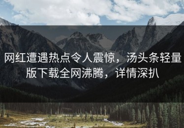 网红遭遇热点令人震惊，汤头条轻量版下载全网沸腾，详情深扒