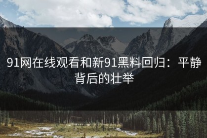 91网在线观看和新91黑料回归：平静背后的壮举
