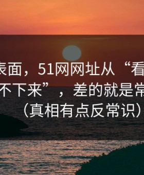 别只看表面，51网网址从“看着舒服”到“停不下来”，差的就是常见误区（真相有点反常识）
