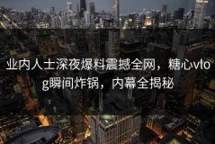 业内人士深夜爆料震撼全网，糖心vlog瞬间炸锅，内幕全揭秘