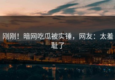 刚刚！暗网吃瓜被实锤，网友：太羞耻了