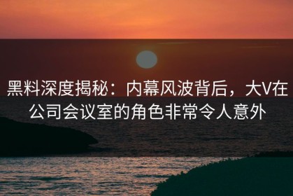 黑料深度揭秘：内幕风波背后，大V在公司会议室的角色非常令人意外