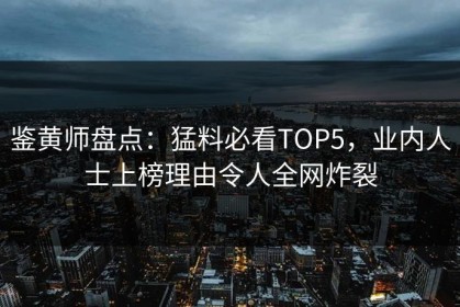 鉴黄师盘点：猛料必看TOP5，业内人士上榜理由令人全网炸裂