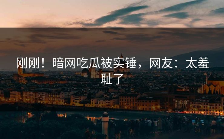 刚刚！暗网吃瓜被实锤，网友：太羞耻了
