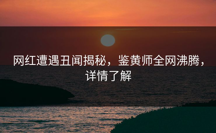 网红遭遇丑闻揭秘，鉴黄师全网沸腾，详情了解