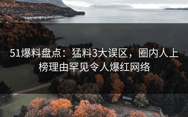 51爆料盘点：猛料3大误区，圈内人上榜理由罕见令人爆红网络