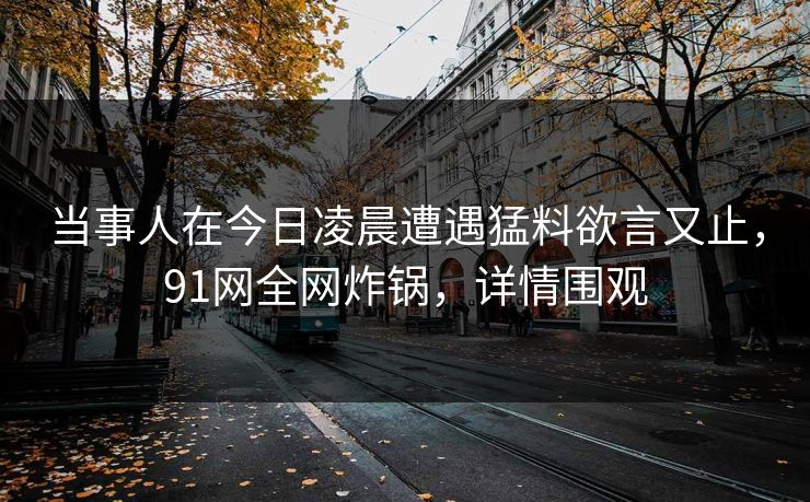 当事人在今日凌晨遭遇猛料欲言又止，91网全网炸锅，详情围观
