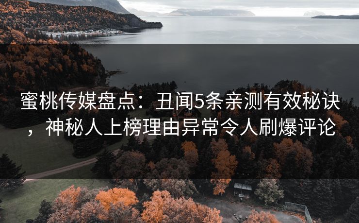 蜜桃传媒盘点:丑闻5条亲测有效秘诀,神秘人上榜理由异常令人刷爆评论 蜜桃传媒盘点:丑闻5条亲测有效秘诀,神秘人上榜理由异常令人刷爆评论