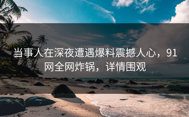 当事人在深夜遭遇爆料震撼人心,91网全网炸锅,详情围观 当事人在深夜遭遇爆料震撼人心,91网全网炸锅,详情围观