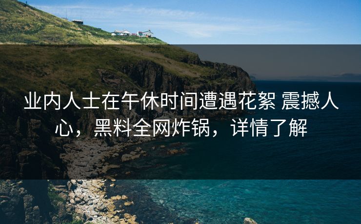 业内人士在午休时间遭遇花絮 震撼人心，黑料全网炸锅，详情了解