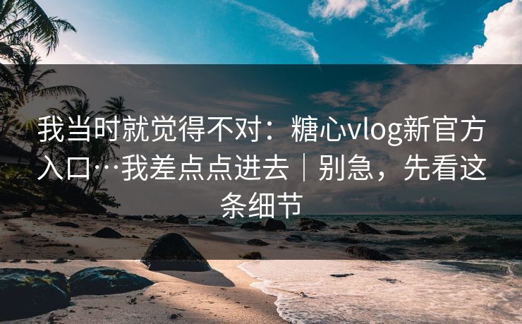 我当时就觉得不对:糖心vlog新官方入口…我差点点进去|别急,先看这条细节 我当时就觉得不对:糖心vlog新官方入口…我差点点进去|别急,先看这条细节